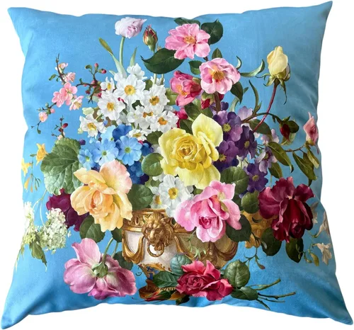 Vista 61 de Funda de cojín floral ligera de lujo, 18 x 18 pulgadas, pintura al óleo retro victoriana de doble cara, fondo negro, flor vibrante, funda de cojín