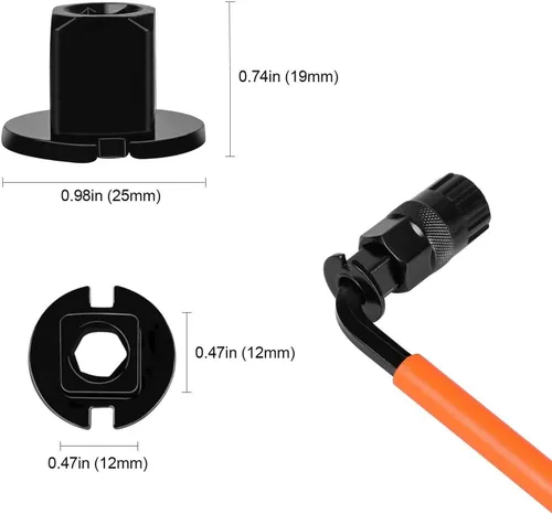 Vista 3 de Oumers Herramienta de extracción de casete de bicicleta, herramienta de extracción de rueda libre de casete con látigo de cadena y llave auxiliar