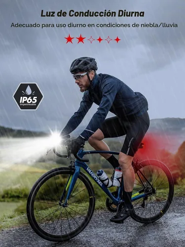 Vista 5 de Cuvccn Luces de bicicleta superbrillantes de 1000 lúmenes con luz lateral, 4+6 modos recargables de bicicleta delanteras y traseras, faros