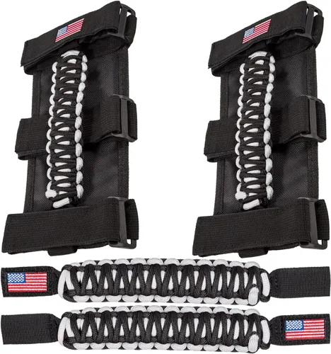 Vista 9 de Asas de agarre de barra enrollable + Asa de agarre para reposacabezas para Jeep Wrangler YJ TJ JK JKU JL JLU Sport Sahara Freedom Rubicon Unlimited