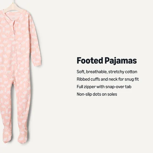 Vista 2 de Tienda Essentials x Sofia Grainge - Pijama unisex de algodón con pies para niños pequeños y bebés, paquete de 2