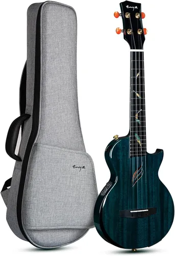 Vista 14 de Ukelele Enya Tenor completamente de madera de arce flameado con captador acústico AcousticPlus incorporado y estuche de lujo