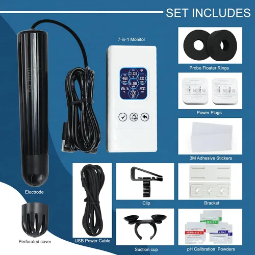 Vista 9 de 7 en 1 probador inteligente de calidad del agua, monitor de agua inalámbrico WiFi mide pH/ORP/TDS/EC/salinidad/SG/TEMP, medidor de calidad de agua