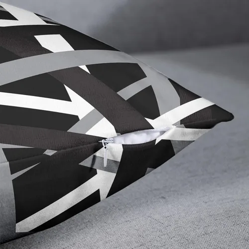 Vista 2 de Emvency Juego de 2 fundas de almohada decorativas retro con diseño de rayas grises y negras, para decoración del hogar, cuadradas, 16 x 16 pulgadas