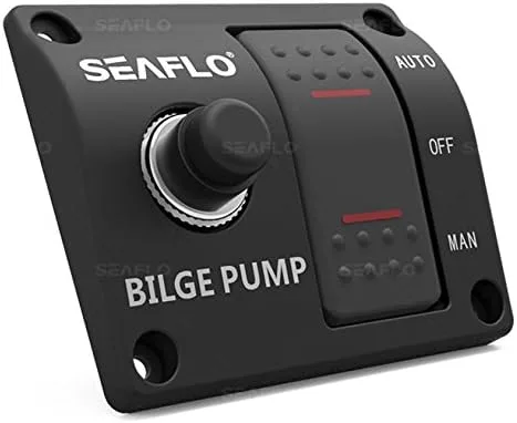 Vista 2 de SEAFLO Panel de interruptor de bomba de achique de 3 vías (apagado automático) 12 V 24 V con interruptor de circuito integrado de 15 A