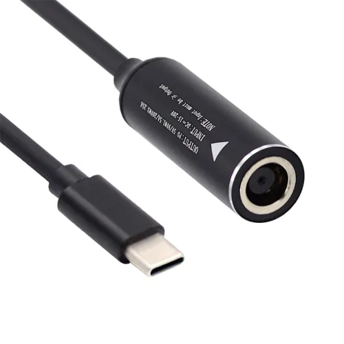 Vista 18 de cablecc 0.098x0.028 in Entrada DC Jack a USB-C Tipo-C Cable de carga de enchufe de alimentación para PD 9V 15V 20V 65W Teléfono portátil