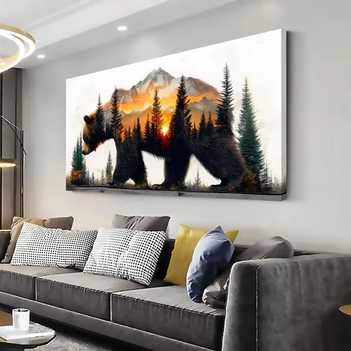 Vista 32 de ZOMNAI Arte de pared de mujer japonesa, pintura de estilo asiático, fondo amarillo, decoración de pared, tatuaje de peces en la parte posterior