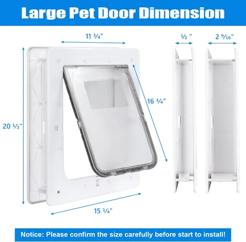 Vista 2 de Puerta para mascotas, puerta de plástico duradero para perros, marco interior de 16.7 x 11.7 pulgadas para perros grandes y mascotas, fácil