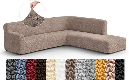 Vista 39 de PAULATO BY GA.I.CO. Funda de sofá modular, funda para sofá chaise longue en forma de L, fundas lavables para sofá esquinero, funda elástica de Gris