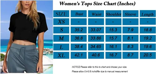 Vista 4 de LOVFEE Camisetas cortas básicas de manga corta sueltas para mujer