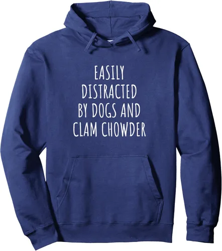Vista 5 de Easily Distracted By Dogs And Clam Chowder Pullover Hoodie