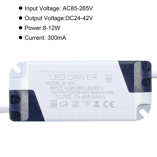 Vista 4 de PATIKIL 8-12W 300mA LED Driver, 2Pcs AC 85-265V Salida 24-42V DC Conector macho Conector Rectificador de corriente constante Transformador Fuente
