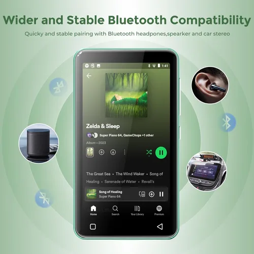 Vista 6 de innioasis Reproductor MP3 de 80 GB con Bluetooth y WiFi, reproductor de MP3 para niños con Spotify, Spotify Kids, Pandora, Audible, reproductor