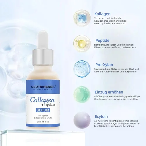 Vista 3 de Neutriherbs Suero de péptido de colágeno, refuerzo de colágeno para reafirmar, levantar la piel facial, suero antienvejecimiento ayuda a reducir