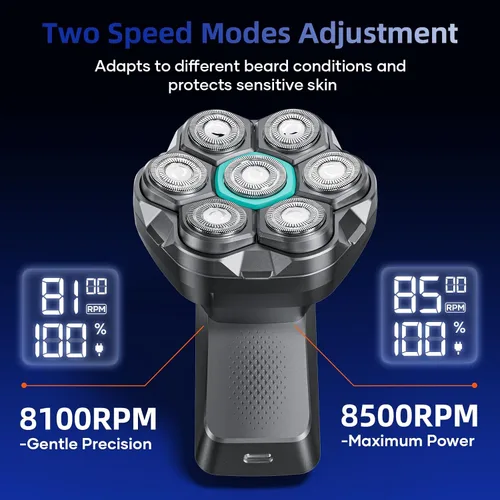 Vista 2 de kensen Afeitadoras de cabeza 7D para hombres calvos, afeitadoras de cabeza calva de doble velocidad con pantalla LED, maquinilla de afeitar