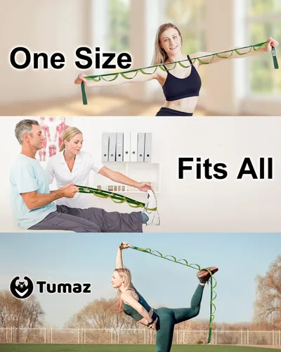 Vista 6 de Tumaz Stretching Strap - 10 Loops & Non-Elastic Yoga Strap - Perfect Home Workout Stretch Strap for Physical Therapy, Yoga, Pilates, Flexibility