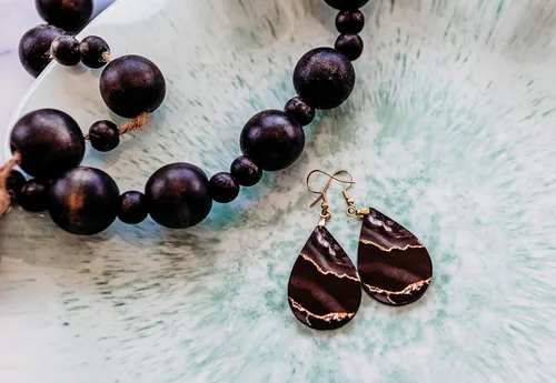 Vista 35 de Dangle Earrings for Women Colorful Dangling Drop Statement Jewelry Printed MDF Wood Teardrop Double Side Print Handmade by The Painted Pug