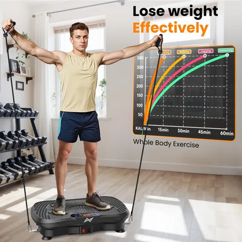 Vista 4 de AXV Vibration Plate Fitness Platform Exercise Machine Vibrating Shaking Full Body Shaker Workout Vibrate Stand Shake Board Sport for Weight Loss Fat