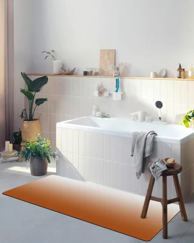 Vista 4 de Tapete de baño naranja degradado para bañera, antideslizante, de secado rápido y absorbente, tierra de diatomeas, fregadero, dormitorio, cocina