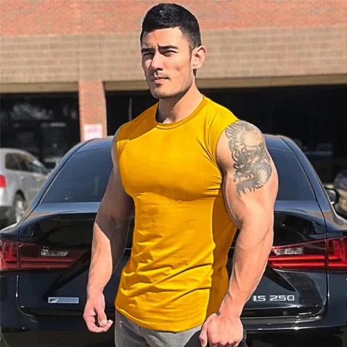 Vista 2 de LecGee Paquete de 3 camisetas sin mangas de gimnasio para hombre, camisetas de entrenamiento muscular, camisetas de fitness