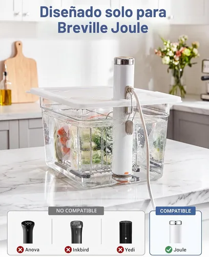 Vista 8 de EVERIE Contenedor Sous Vide de 12 cuartos de galón con tapa de bisagra y rejilla Sous Vide compatible con Breville Joule