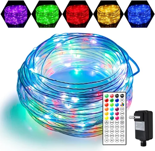 Vista 11 de OMIKA Guirnalda de luces LED para interiores, luces multicolor que cambian de color, luces de luciérnaga impermeables con control remoto para 16
