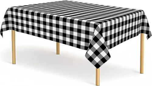 Vista 32 de Paquete de 2 manteles de plástico a cuadros en blanco y negro para fiestas, desechables de 54 x 108 pulgadas, mantel rectangular con bandera a