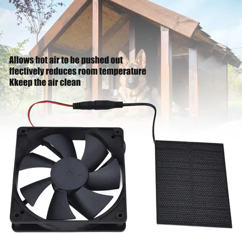 Vista 4 de Kit de ventilador de panel solar, ventilador solar de 3 W 5 V con panel solar, ventilador de escape solar impermeable para pequeños gallineros