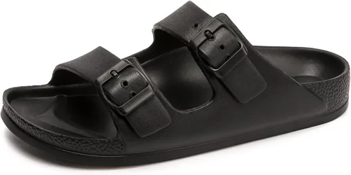 Vista 42 de FUNKYMONKEY - Sandalias bajas cómodas para mujer, hechas de etilvinilacetato, ajustables con hebilla doble