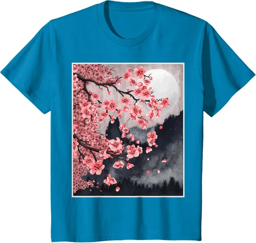 Vista 48 de Sakura - Camiseta japonesa de cerezo en flor japonesa, Negro, S