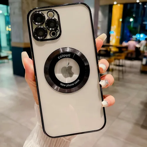 Vista 4 de Funda magnética con purpurina para iPhone 13 Pro Max, compatible con MagSafe con protector de cámara, logotipo suave, de lujo, linda, para mujeres
