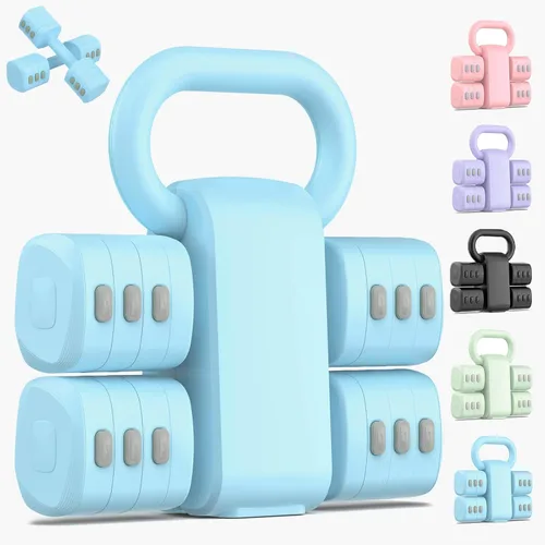 Vista 9 de 2-in-1 Adjustable Dumbbell Set, 4-Level Weights for Women Negro