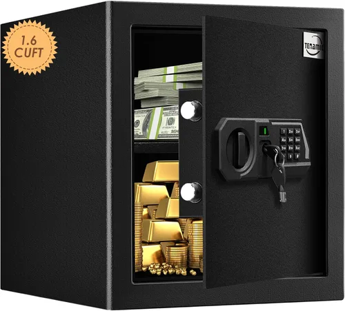 Vista 15 de Tenamic Caja de seguridad digital electrónica de 0.23 pies cúbicos, caja de seguridad digital con teclado, caja fuerte para gabinete, acero