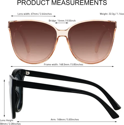 Vista 5 de LYZOIT Lentes de sol de gran tamaño con diseño de ojo de gato para mujer, 2 unidades, lentes de sol vintage a la moda