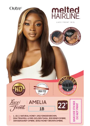 Vista 2 de Outre Peluca de encaje frontal - Línea capilar fundida - AMELIA (3DR2/HONEY BROWN OMBRE)