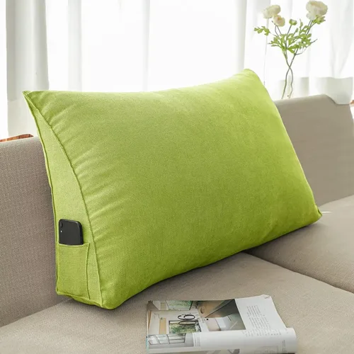 Vista 9 de Almohada triangular de cuña negra y gris para sentarse en la cama, cojín de cuña para respaldo, soporte lumbar de espalda, almohada tapizada