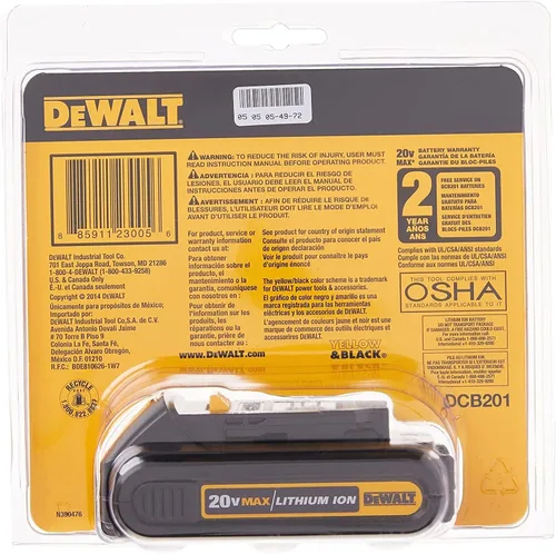Vista 9 de DEWALT DCB201 Batería compacta de iones de litio, 1.5 A 20 V