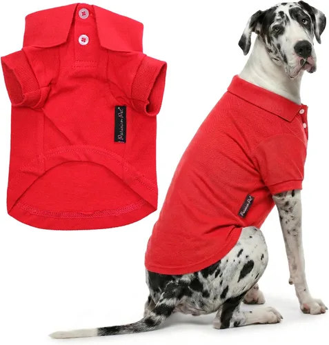 Vista 34 de Camisas Polo Parisian Pet - Camisa de Algodón Transpirable para Perros - Azul Sólido, Ropa de Verano con Capucha - Cuello con Botón para Perros