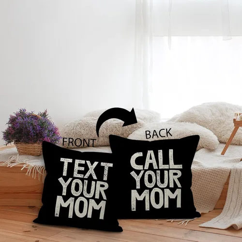 Vista 4 de Call Your Mom Text Your Mom - Funda de almohada reversible de lino de doble cara de 18 x 18 pulgadas, juego de 2, regalo de primer año, regalo