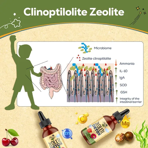 Vista 5 de Gotas de Desintoxicación de Zeolita – Contiene Zeolita de Clinoptilolita, Vitamina C, Magnesio y Zinc, Fórmula Segura y Pura, 60ml (Paquete de 4)