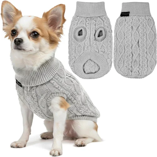 Vista 12 de Parisian Pet Suéteres de Navidad para Perros - Tipo Pullover, Suéter Azul para Perro con Cuello de Tortuga - Suéter Grueso de Punto Trenzado
