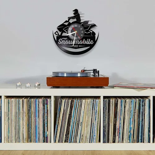 Vista 3 de Reloj de pared de 12 pulgadas, para motos de nieve, carreras, reloj de pared de vinilo LP, artesanía, motocicleta, máquina de nieve, reloj de viaje