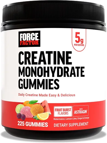 Vista 16 de Force Factor Gomitas de monohidrato de creatina, certificado NSF, dosis de 0.18 oz para hombres y mujeres para apoyar los músculos, la fuerza