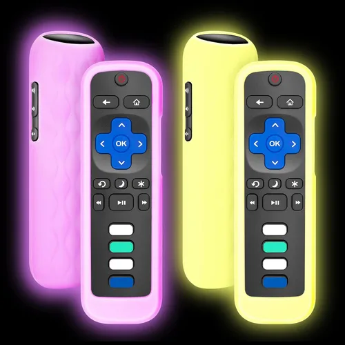 Vista 12 de Funda protectora de silicona para Roku, compatible con todos los controles remotos de TV Roku que brilla en la oscuridad, color azul y verde