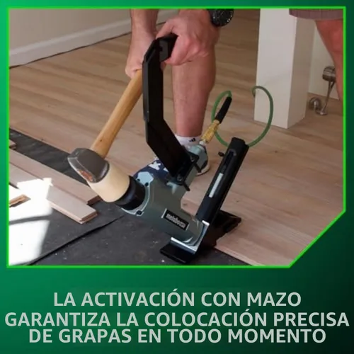 Vista 7 de Metabo HPT Engrapadora para pisos, Clavadoras neumáticas de preferencia profesional en herramientas para pisos, Grapadora neumática con mango
