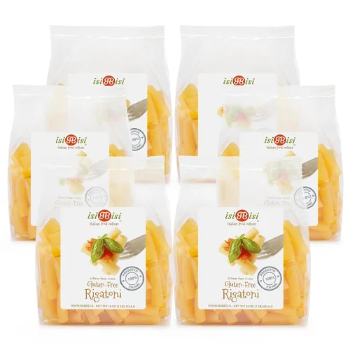 Vista 12 de isiBisi Pasta Rigatoni sin gluten, paquete de 3 – Fideos artesanales de maíz y arroz – Vegano, sin OMG, fabricado en Italia