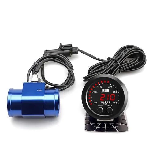 Vista 30 de Universal 52mm Medidor de Temperatura de Agua 0-300F (-17~187C) Electrónico LED Digital Azul DC12V para Automóvil con Adaptador de Sensor