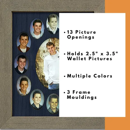 Vista 6 de Northland - Marco de fotos para años escolares, collage ovalado, capacidad para doce (12) fotos de cartera escolar de 2 x 3 pulgadas y 5 x 7