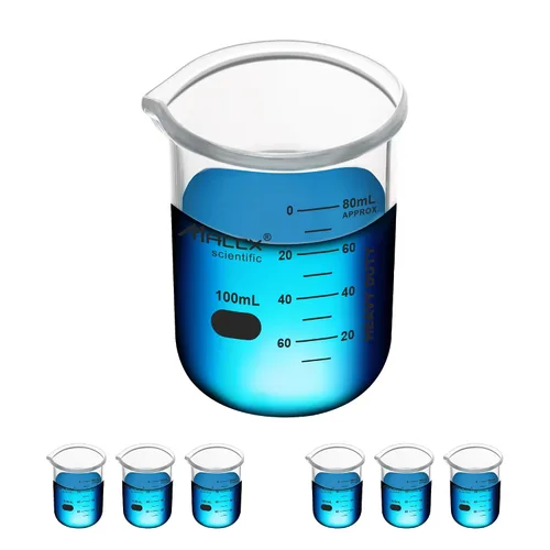 Vista 25 de Vaso de vidrio resistente de 3.4 onzas (3.4 fl oz), 3.3 Griffin de borosilicato de forma baja con graduación impresa, paquete de 4, BKL100-004