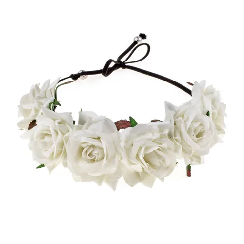 Vista 7 de Floral Fall - Corona de rosas rojas para festival, F-67 (3.rojo)